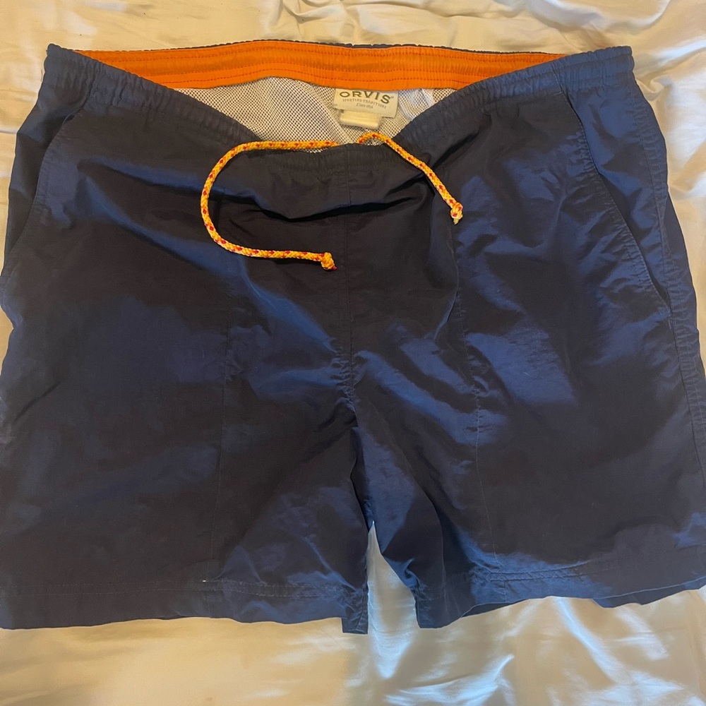 Orvis Men's Navy and Orange Swim Trunks